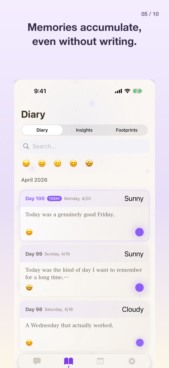 Diary list view