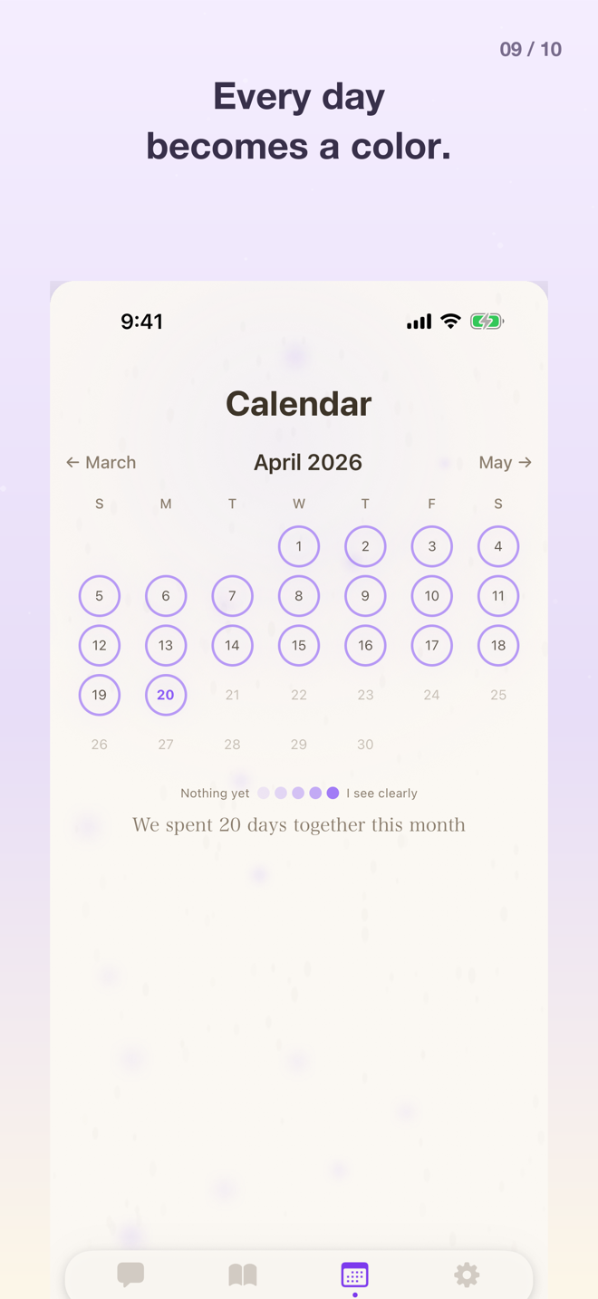 Mood calendar screen